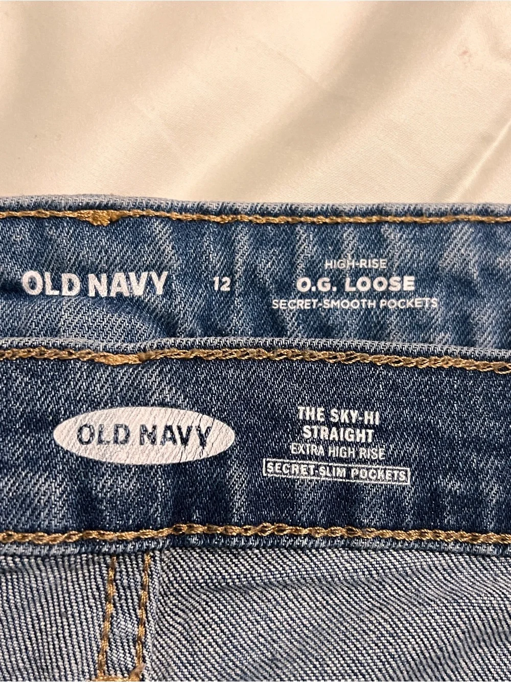 Old Navy Size 12 Jeans Bundle OG Loose + Sky Hi Straight High Rise